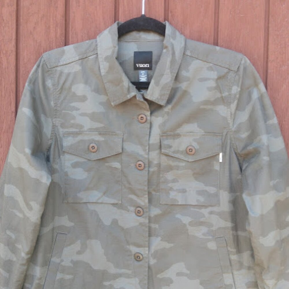 VUORI | Camo Oregano Green Ripstop Boxy Organic Cotton Button Up Front Jacket M - Picture 4 of 15